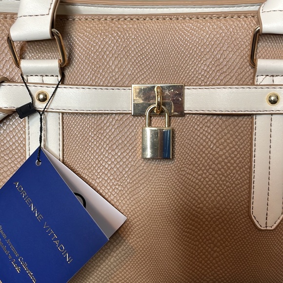 NWT Adrienne Vittadini Madison Lizard Lock Solid Satchel - Picture 4 of 14